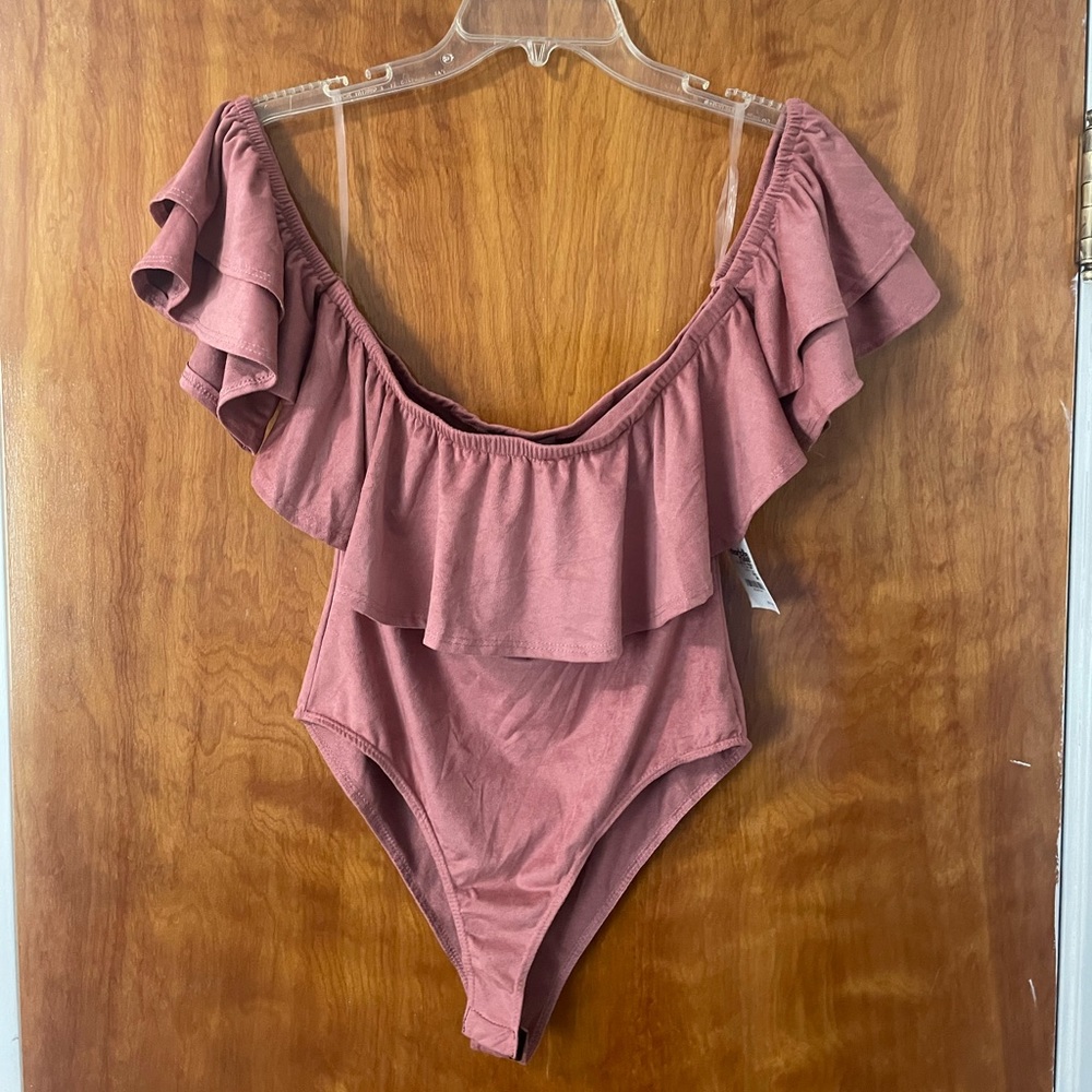 Charlotte Russe Off-The-Shoulder Body Suit Dark Pink Size Medium NWT